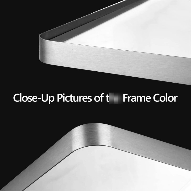 Miroir de salle de bain mural en aluminium brossé 20 po x 30 po, verre flotté HD pour une image vive et non faussée, option d'installation sécuritaire avec cadre