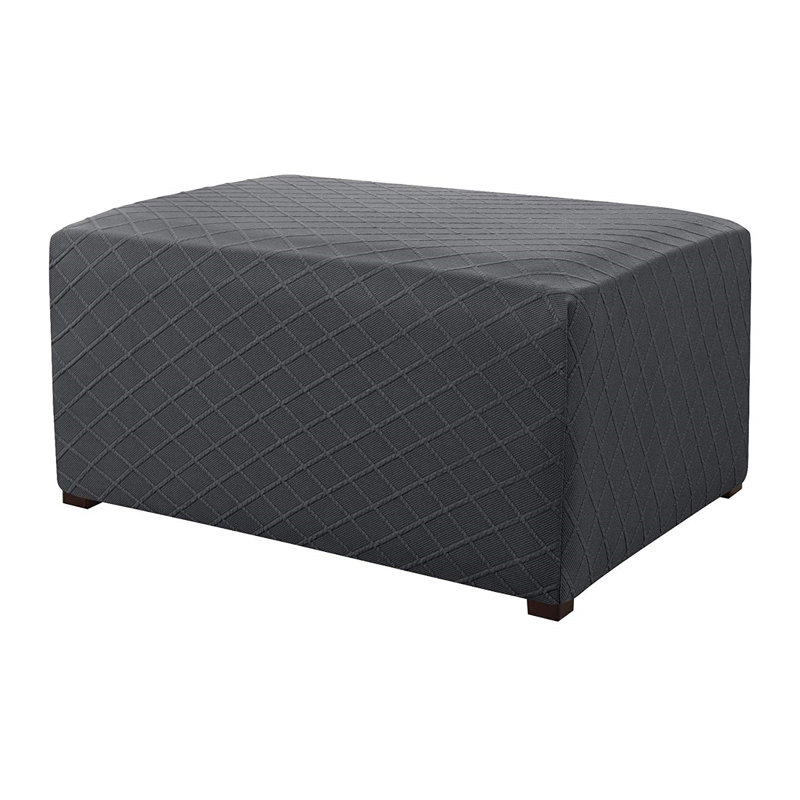 Box Cushion Ottoman Slipcover, Grey