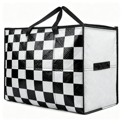 Paquet de 4 sacs de rangement extra larges avec poignées à fermeture à glissière (écossais blanc)