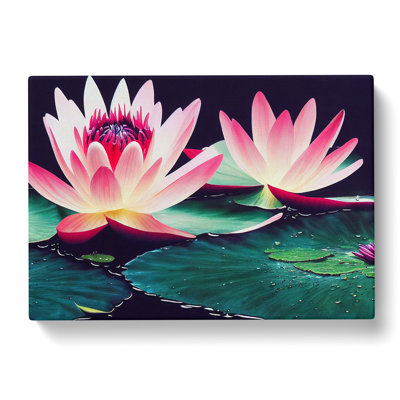 Grand Water Lily Flowers - Wrapped Canvas