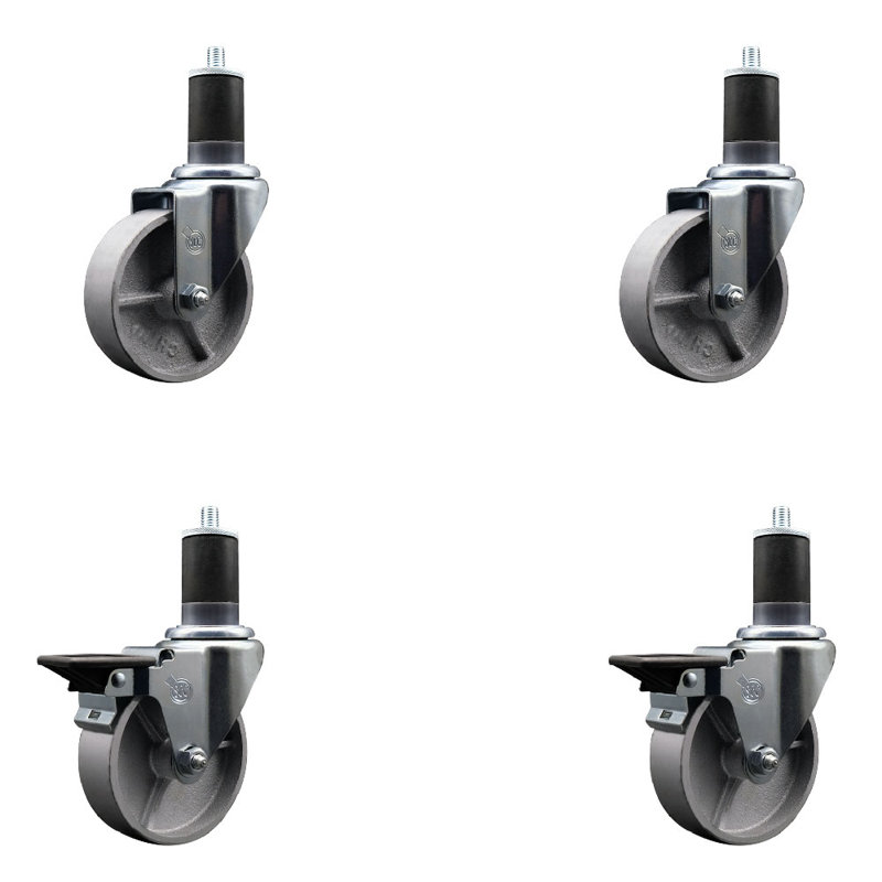 Ensemble de roulettes extensibles semi-pivotantes à 2 roues SCC PLB 4 po x 1-5 / 8 po