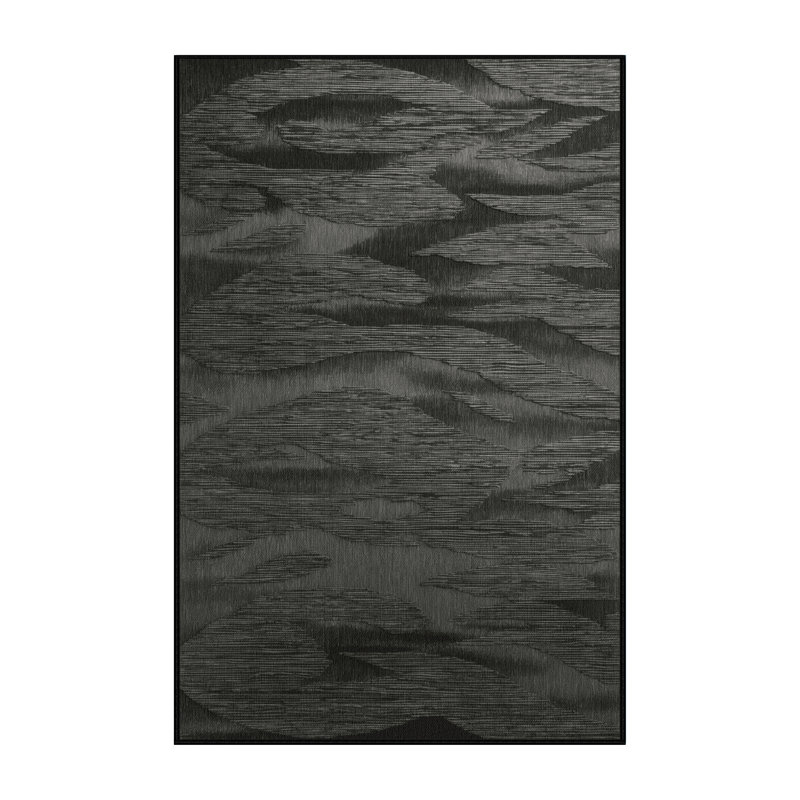 Tapis abstrait gris lavable à la machine, Rectangle 5 pi x 7 pi