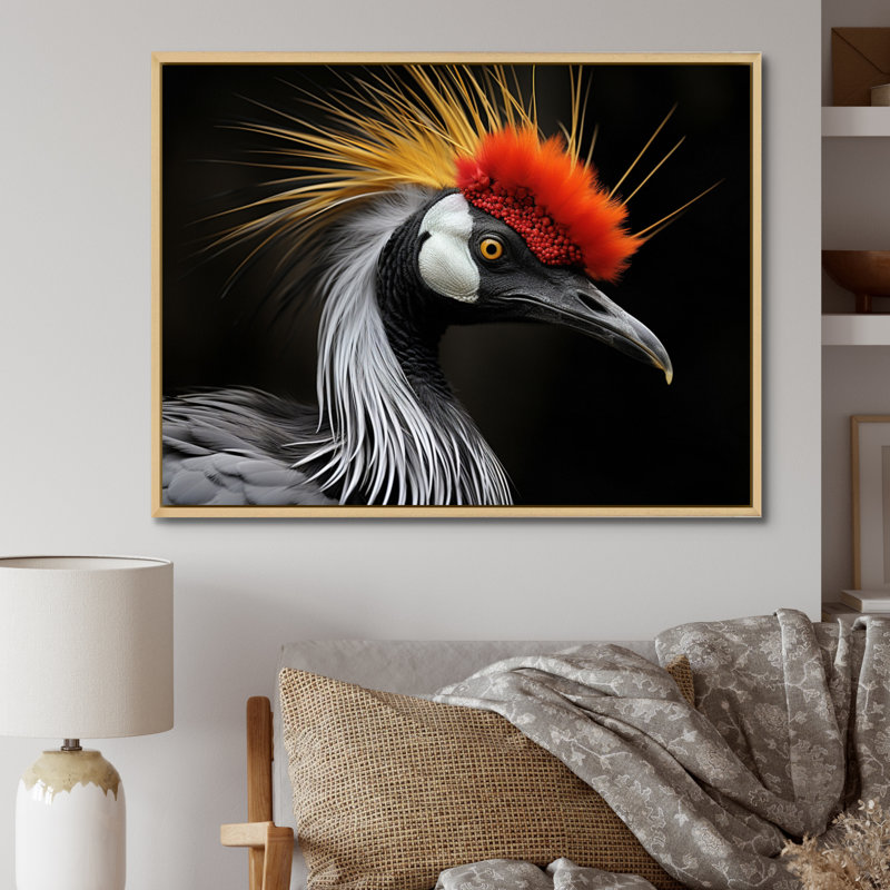 Cranes d'Afrique, beauté I, Cadre naturel flottant, H 16 po x l 32 po x P 1 po