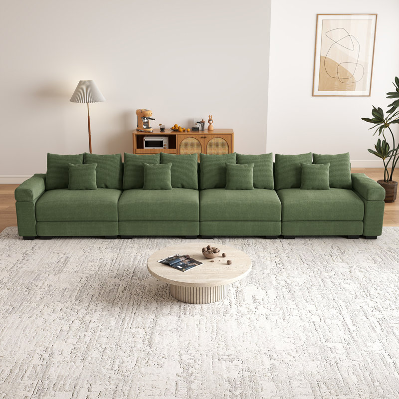 168" Modular Sectional Sofa, Green Corduroy