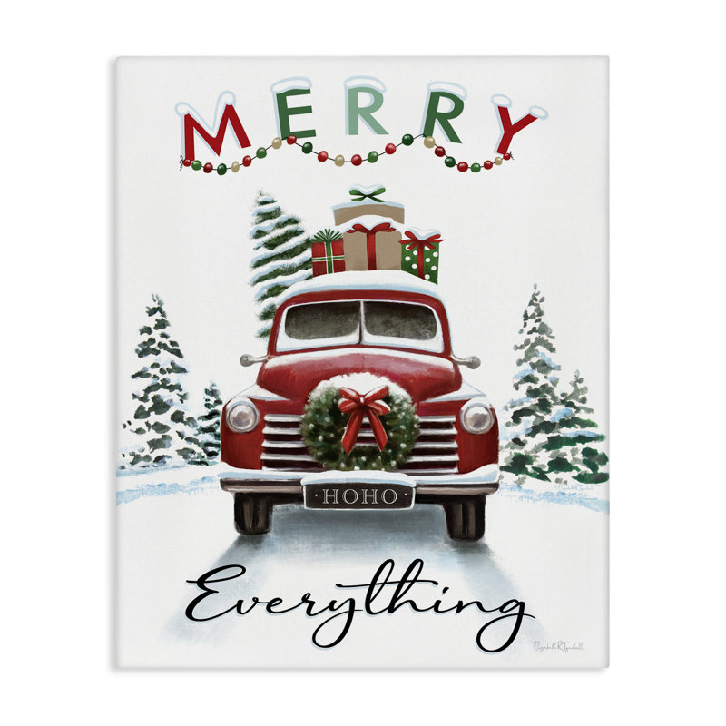 Art mural sur toile «Merry Everything Gift Car» par House Fenway, H 20 po x l 16 po