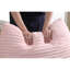 Canapé Comfy en velours côtelé rose avec 2 coussins décoratifs et repose-pieds