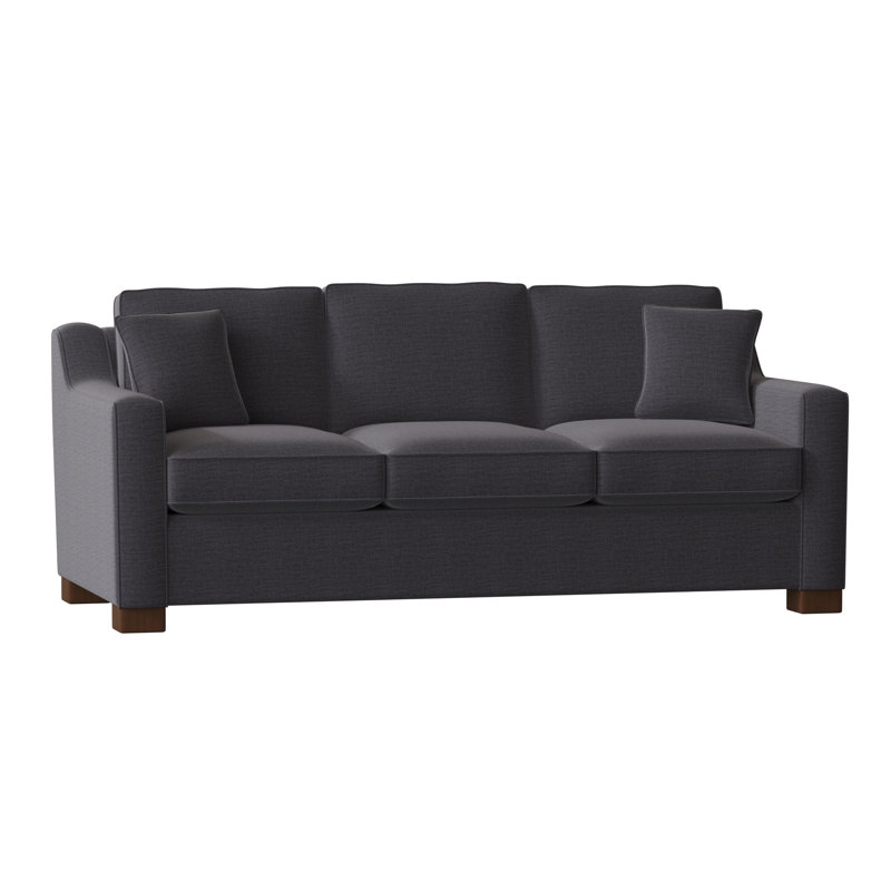 Aceyon Upholstered 79'' Reclining Sofa, Walnut, Jango Charcoal