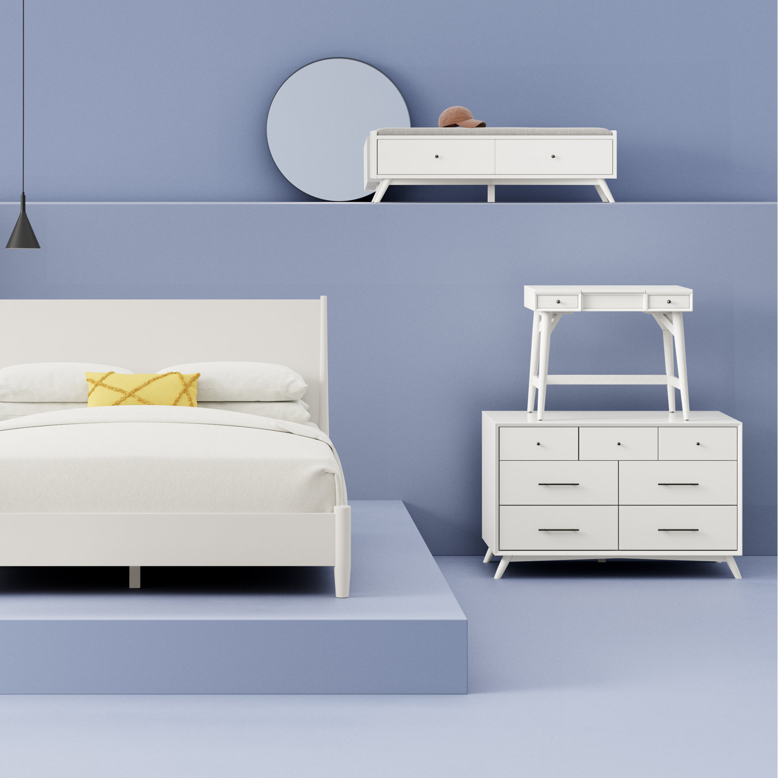 Williams 59" Bedroom Bench, White