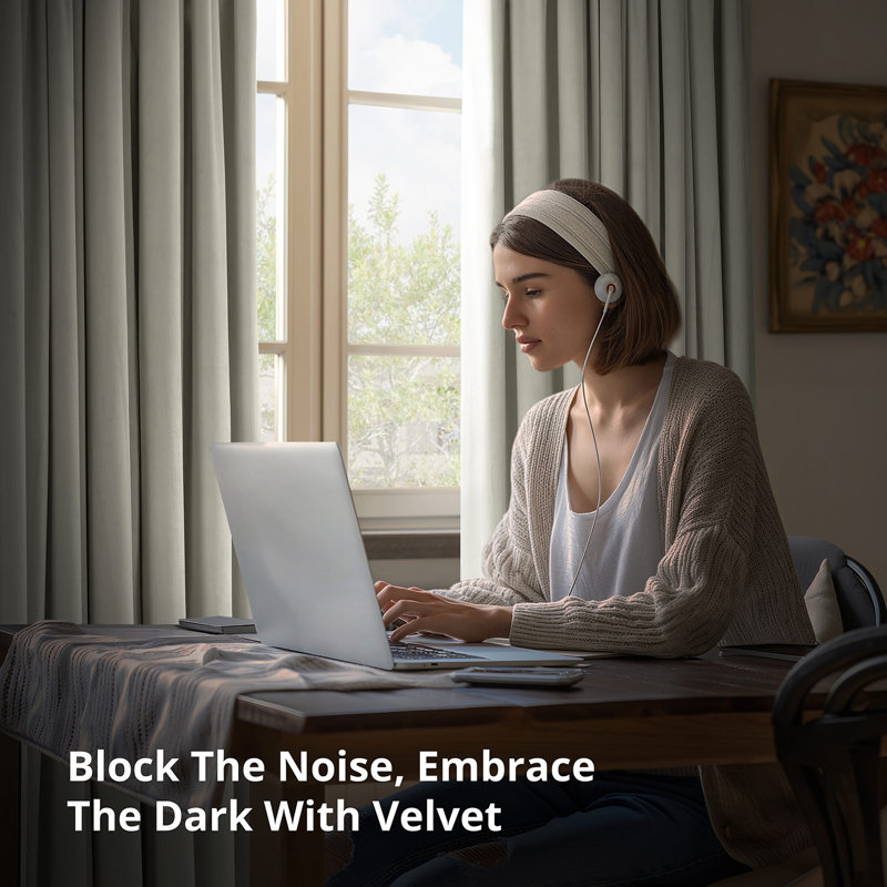 Rafaelita Grommet Signature Velvet Thermal 100% Blackout Curtains - Single Panel Drapes, Off White , 50" W x 96" L