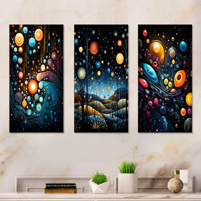 Cosmic Planets Dreams Landscape II - ensemble d'impressions métalliques fantaisie de 3