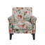 Chaise d'appoint en orange pastel et vert floral avec pieds en bois massif