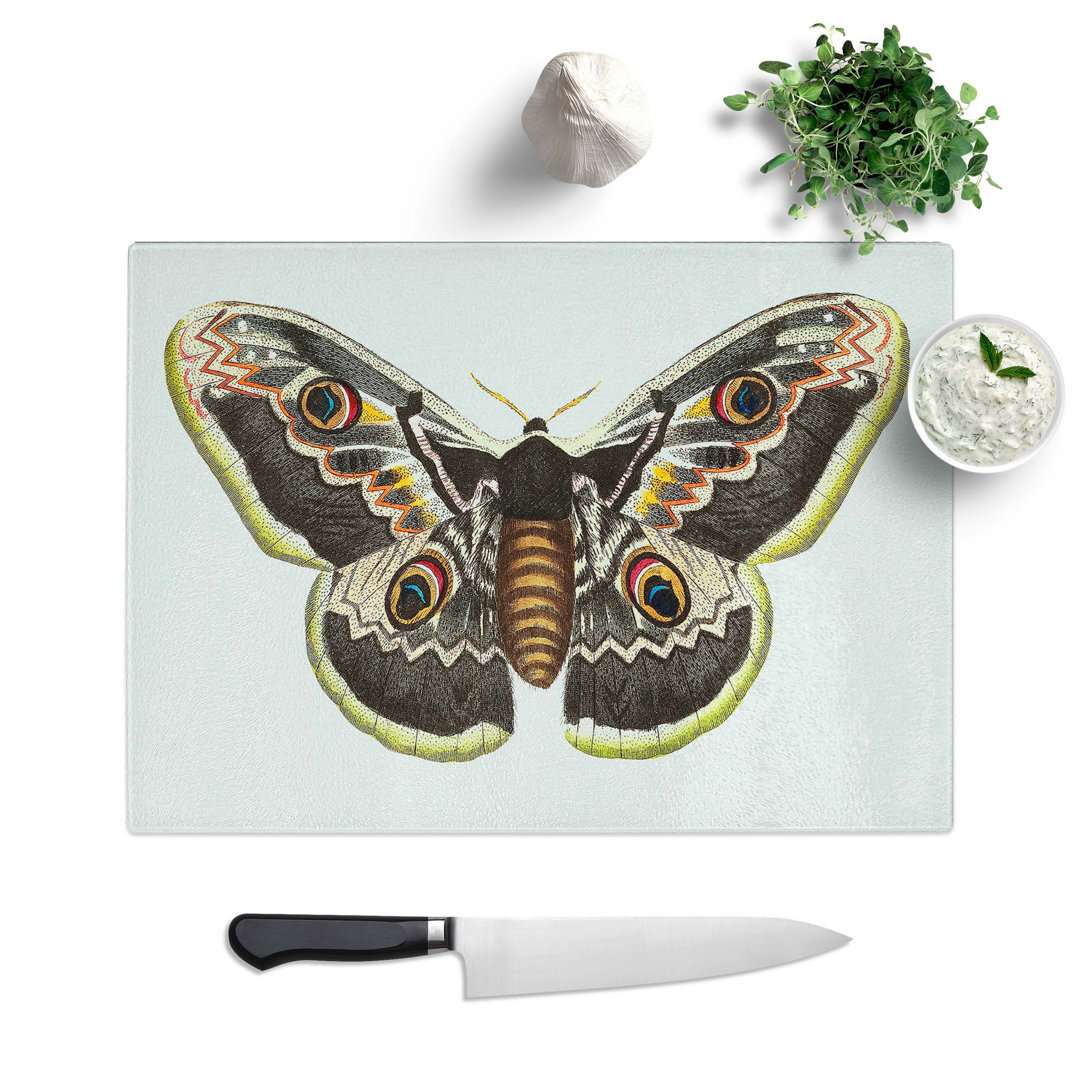 Glass Great Peacock Moth by George Shaw Chopping Board