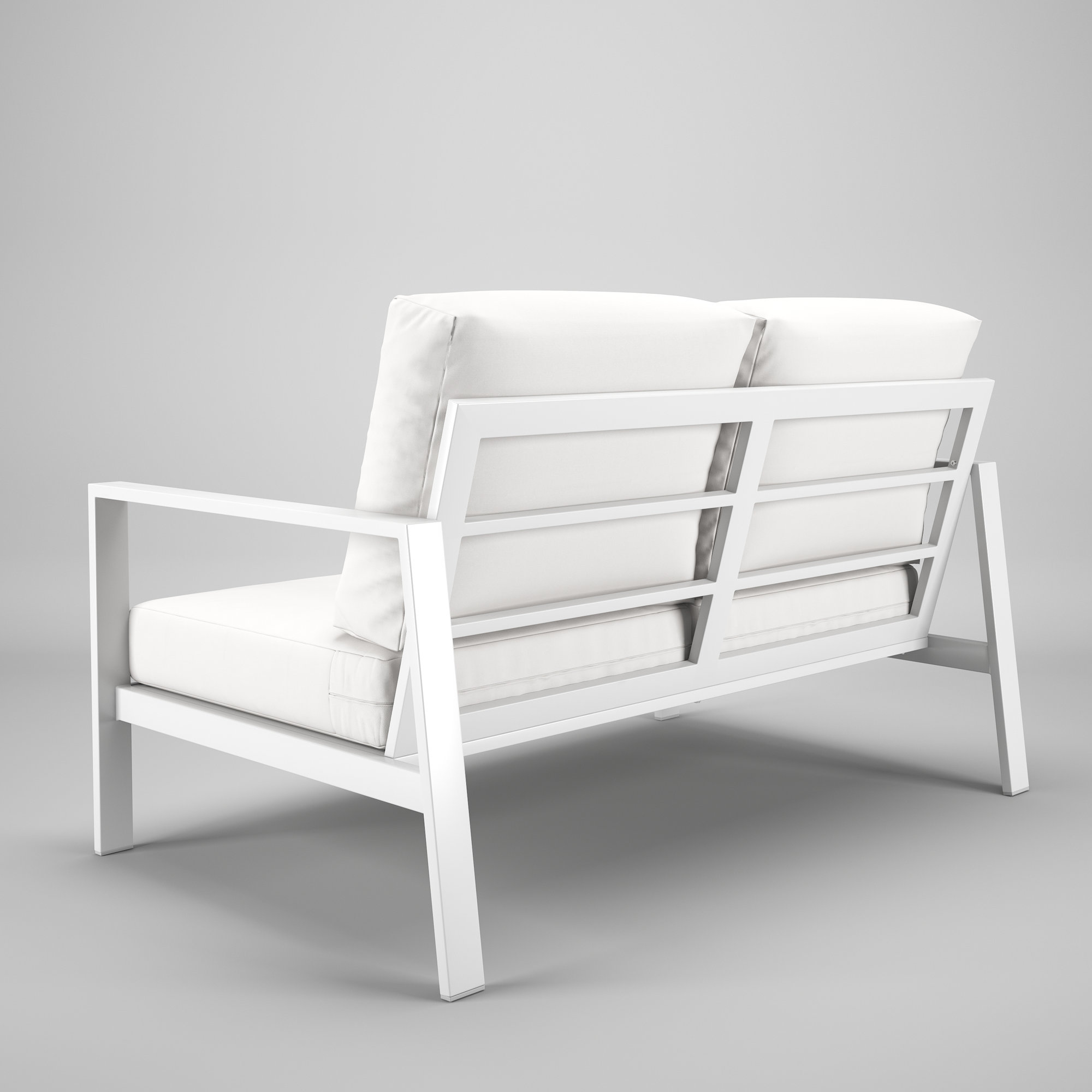 Chatwin Metal Outdoor Loveseat With Sunbrella Cushion, Canvas White