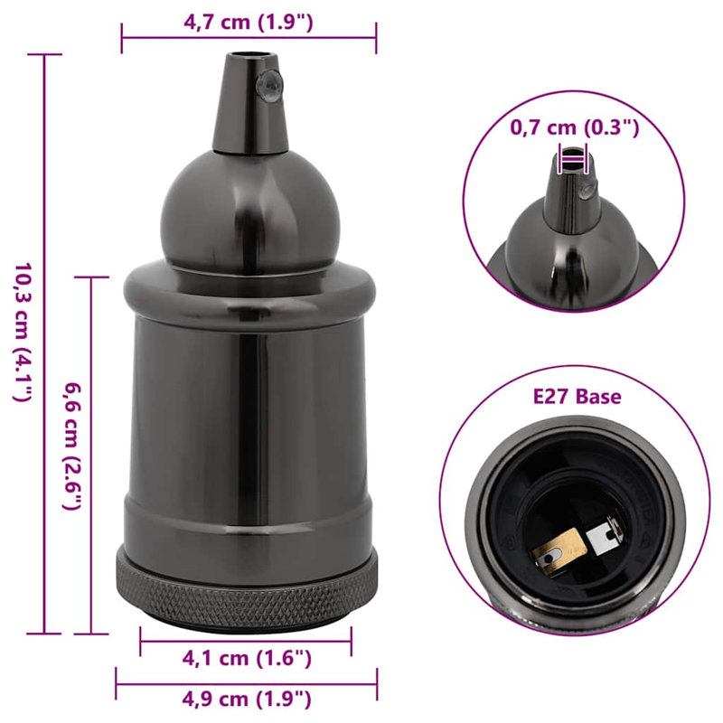 Symple Stuff Lamp Holders 2 Pcs Red Bronze E27, Glossy Black
