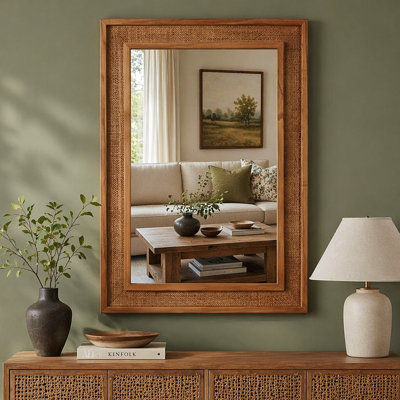 Miroir décoratif en rotin
