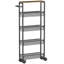 5 Tier Slim Storage Trolley with Wheels Metal Kitchen Cart with Wood Effect Top and Handle for Kitchen Bathroom Laundry Room Bedroom Black