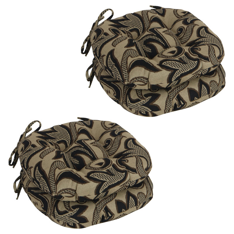 16-Inch Round Woven Tapestry Tufted Chair Cushions (Set Of 4)
