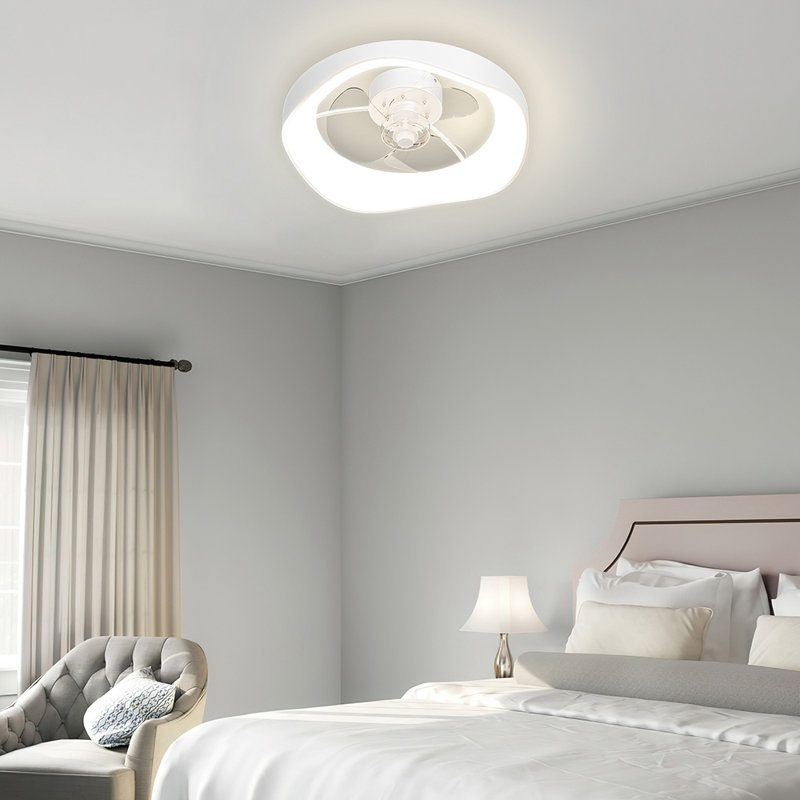 Ventilateur de plafond encastré à intensité variable avec lumières DEL, Blanc