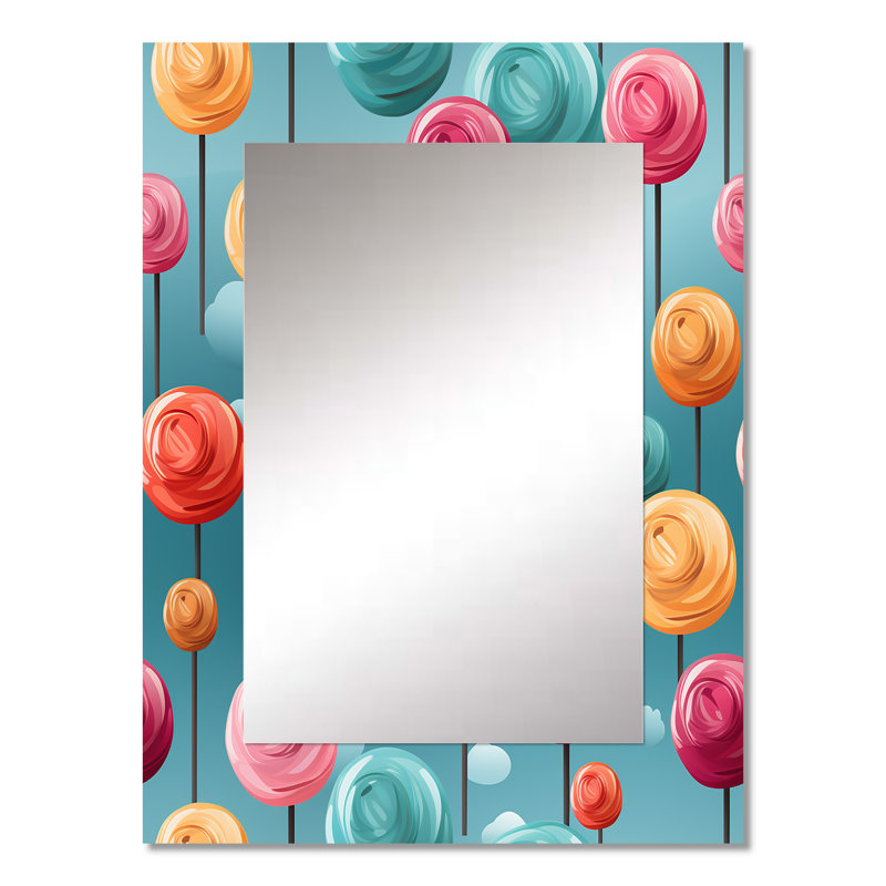 Lollipop dream pattern IV - Desserts Decorative Mirror, Traditional Wall Mirror, Printed Metal Art, 32" x 24"