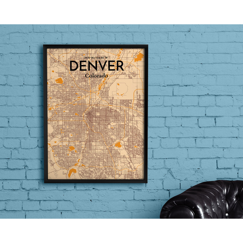 Denver City Map - No Frame Print, 91.4cm H x 61cm W x 0.1cm D