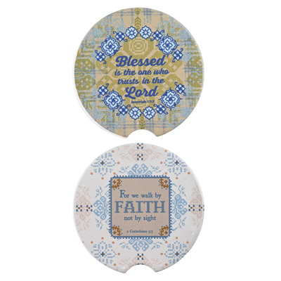 Car Coaster Faith/Blessed 2 Designs 2-Pk