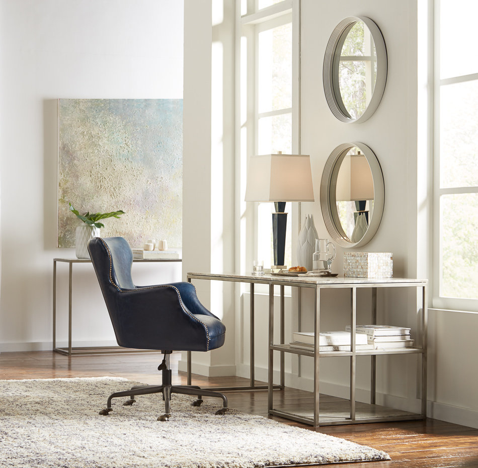 McKellen Genuine Leather Adjustable Executive Chair, Chateau Blue