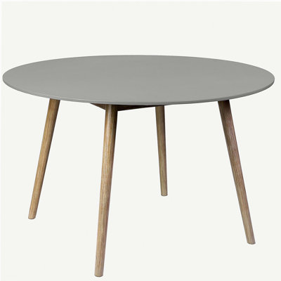 Kylie Outdoor Patio Round Dining Table in Light Eucalyptus and Gray Stone