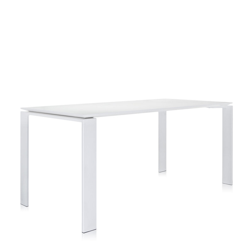 Four Metal Base Dining Table, 28" H x 62" W x 31" D, White