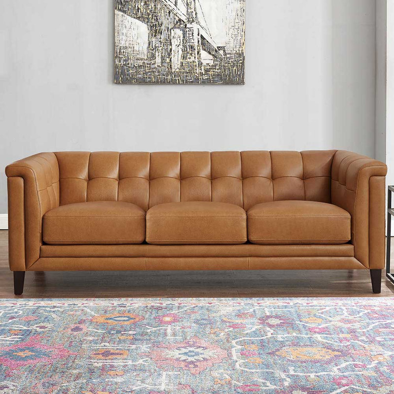 Colturo Upholstered 84'' Sofa, Cognac Brown