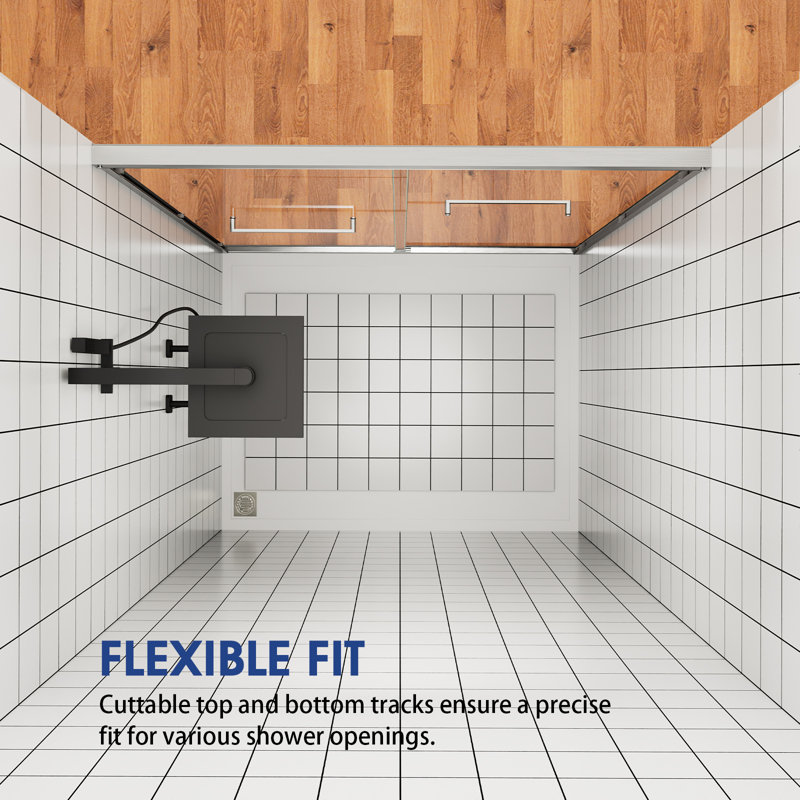 60" X 72" Semi-Frameless Double Sliding Shower Door - Clear Tempered Glass Bypass Door For Walk-In Showers, Easy Installation