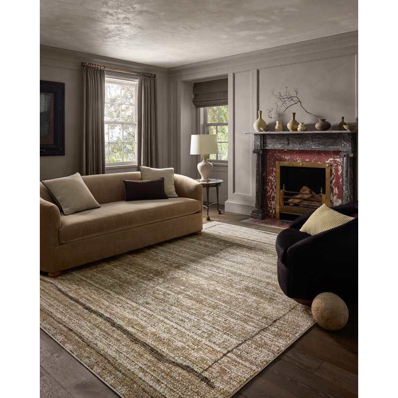 Tapis naturel / gris anthracite Jeremiah Brent x Loloi Bleecker, Carré 1 pi 6 po