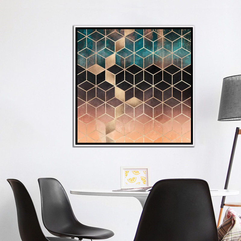 «Ombre Dream Cubes» par Elisabeth Fredriksson - impression d'art graphique, H 37 po x l 37 po x P 1,5 po