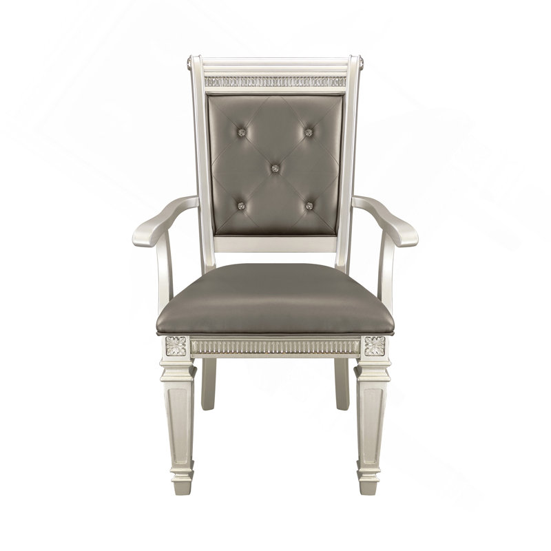 Ensemble de 2 fauteuils de salle à manger rembourrés en similicuir gris Modern Glam