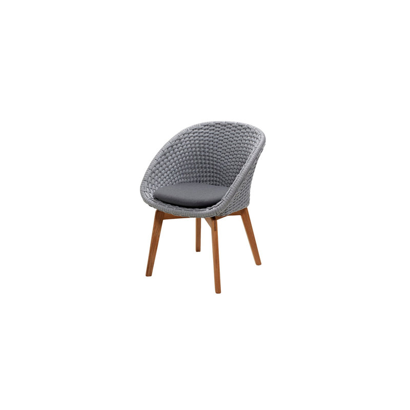 Peacock Chair with Teak Legs, Gray, Dark Gray