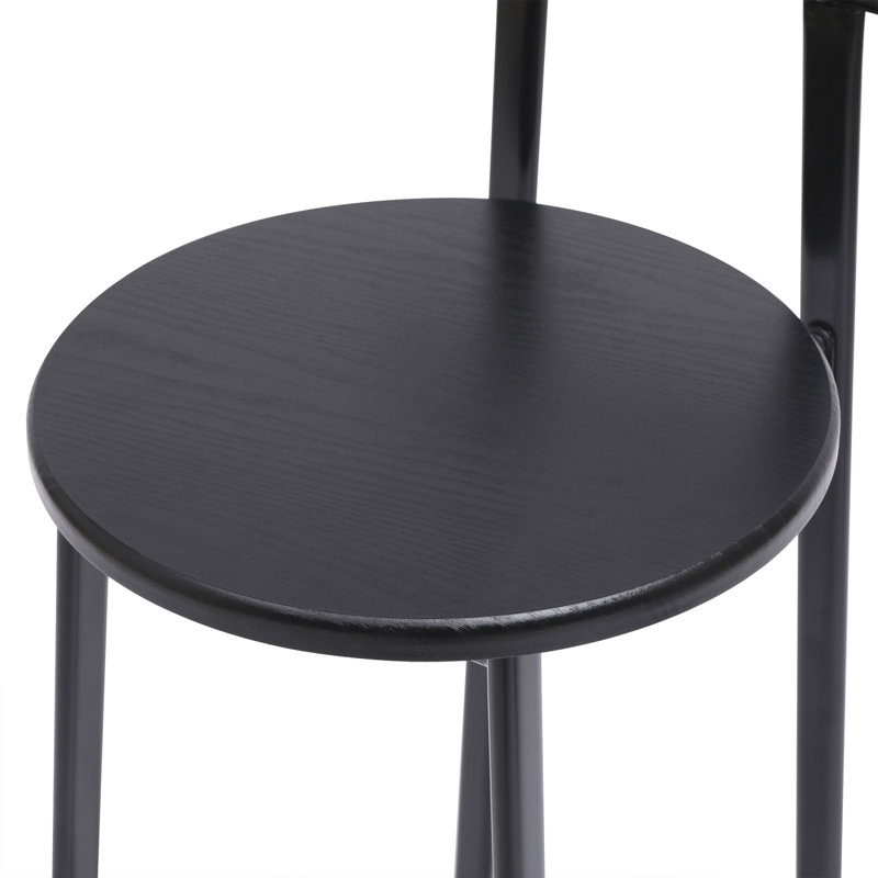 27''H Barstool Set Of 3 Wooden Round Bar Stools With Footrest Modern Kitchen Chairs For Counter