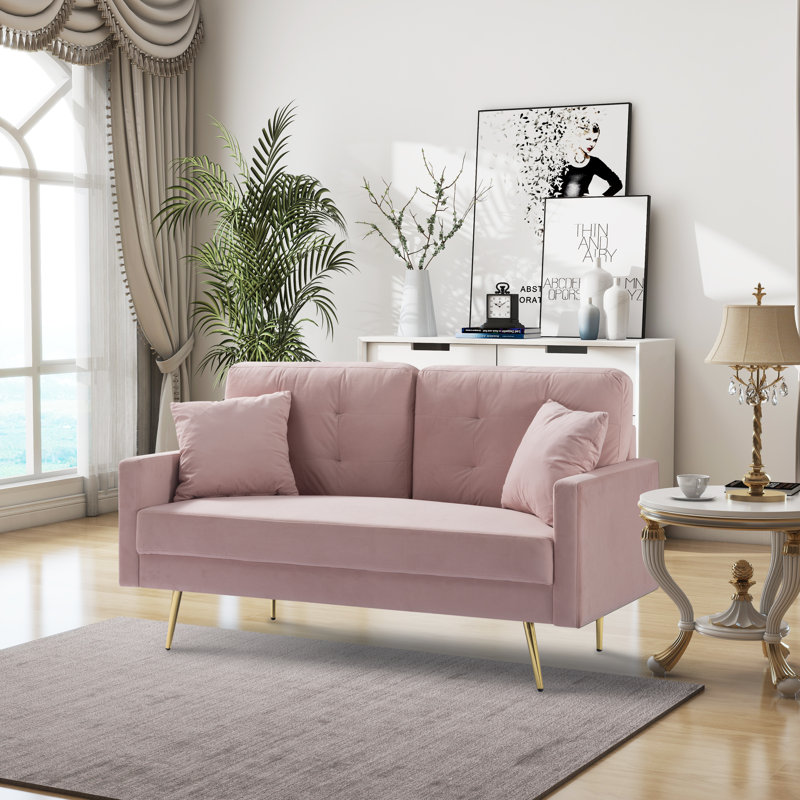 Causeuse en velours 61 po, Velours rose