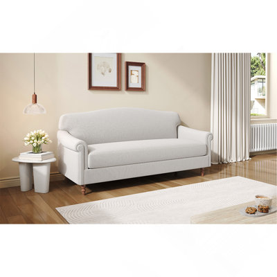 Modern Loveseat Sofa 77.5" 2-Seater Couch Upholstered Loveseat with Rolled Arms for Living Room,Reading Corner and Small Spaces,Light Grey