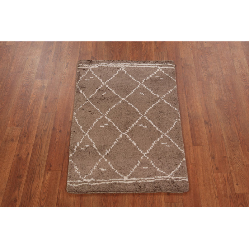 Brown Moroccan Oriental Accent Rug 2x3