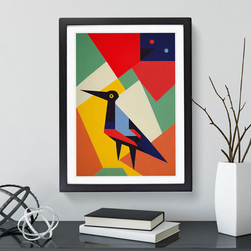 Abstract Bird No.2 - Single Picture Frame Print, 64cm H x 46cm W x 2cm D, Black