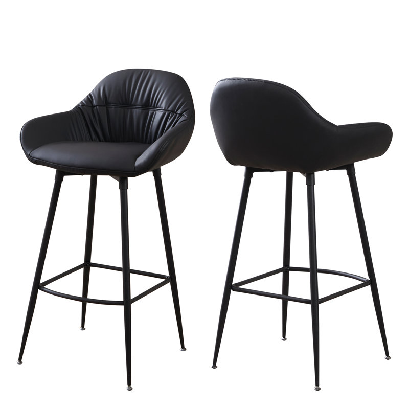 Upholstered Bar Stool, Black