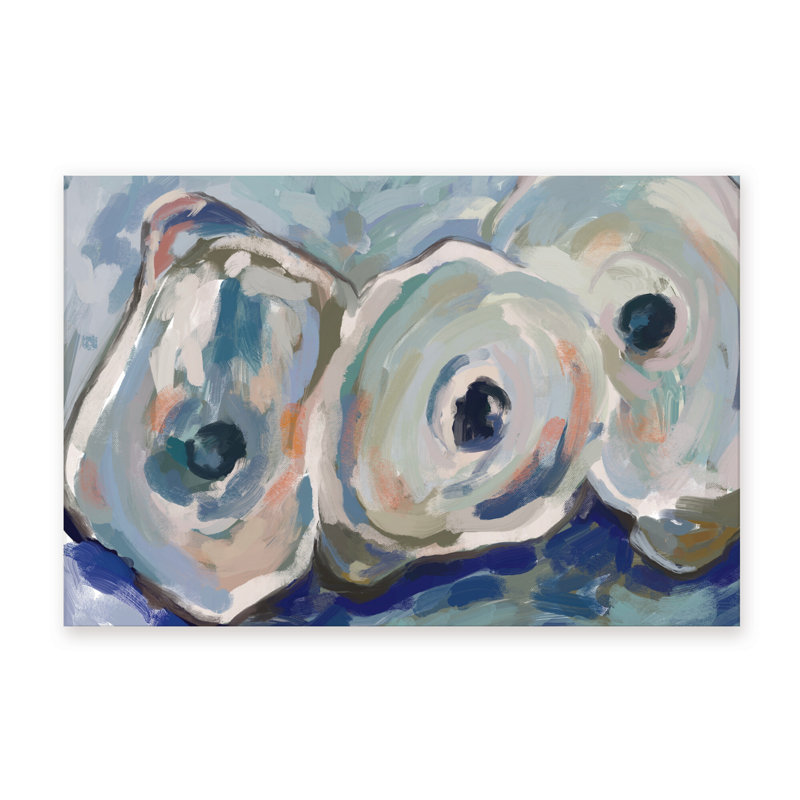 Coastal Retreat Pearlescent Elegance: Oyster Abstract, 16" H x 24" W x 1.5" D, Wrapped Canvas, Does Not Apply
