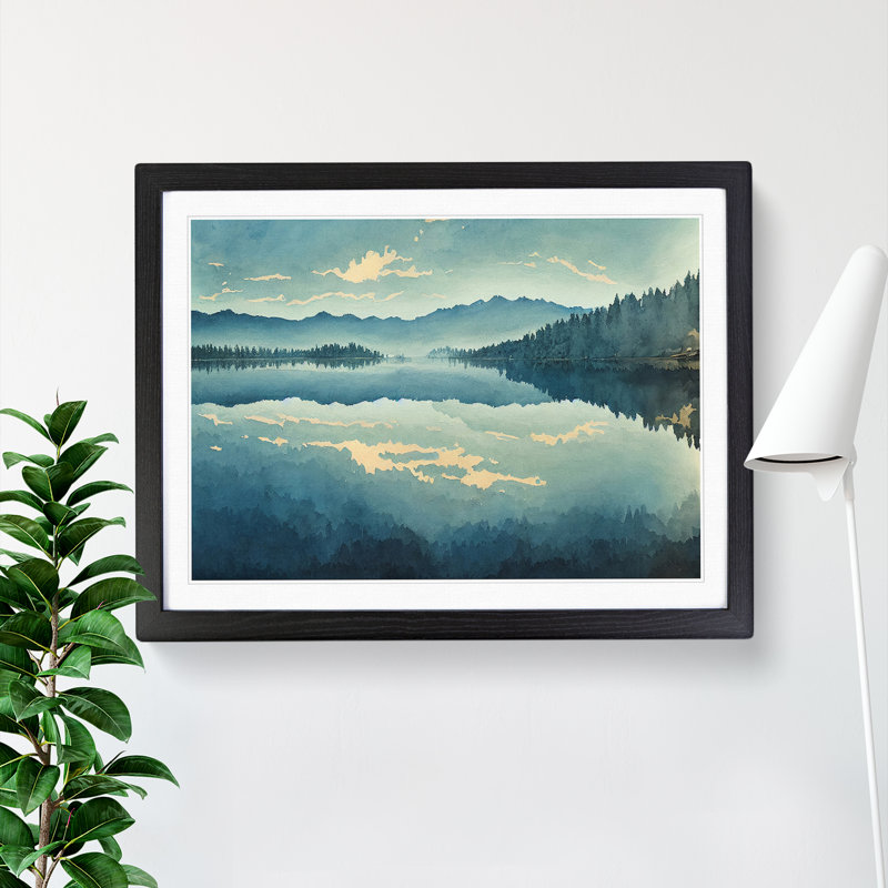 Forest Lake Vol.4 - Single Picture Frame Print, 46cm H x 64cm W x 2cm D, Black Framed