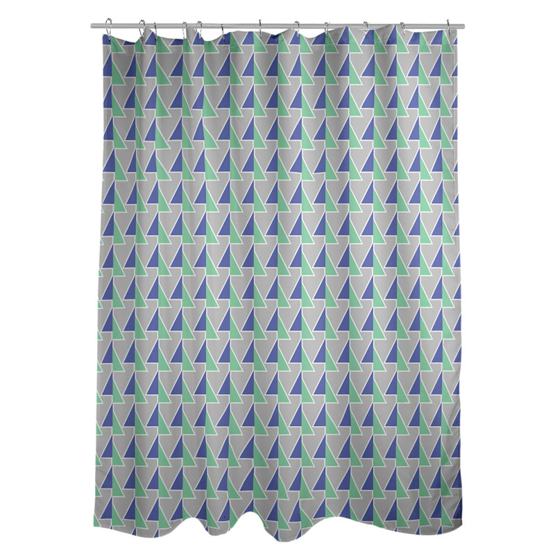 Geometric Shower Curtain with Liner Included, Green/Blue