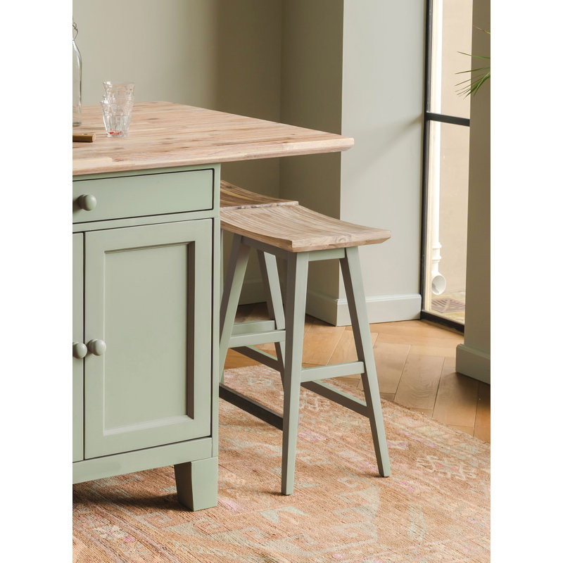 Solid Wood Counter Stool, Sage Green