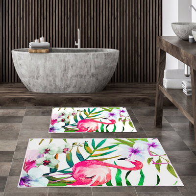 Luxurious Bathmat Set (2 Pieces), 100% Polyester, Non-Slip, Antibacterial | Dimensions: 19.7 x 23.6 inches & 23.6 x 39.4 inches | Ultra-Absorbent, Easy Clean Fabric, Machine Washable at 86°F | Perfect for Bathroom or Spa