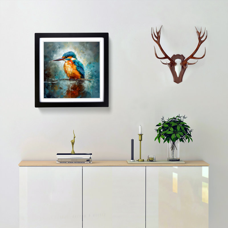 Kingfisher Impressionism No.1 - Framed Print, Black