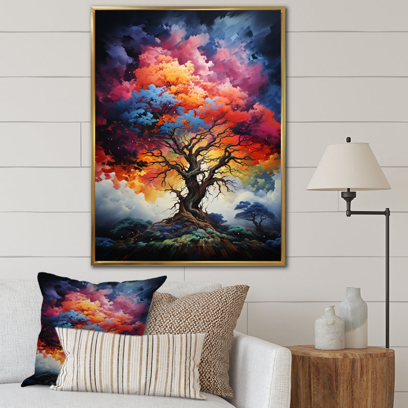 «Blue Red Oak Tree Oak Symphony III», reproduction sur toile florale et botanique, H 32 po x l 24 po x P 1 po