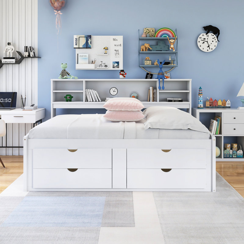 Lits pour enfants en bois pleine grandeur, Blanc