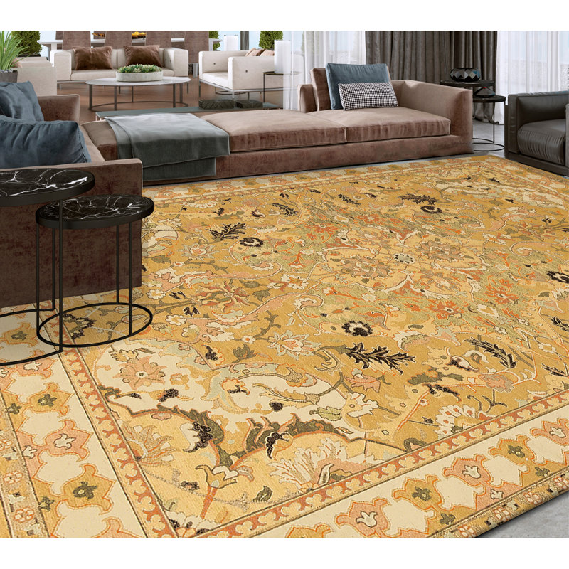Tapis beige noué à la main de haute qualité