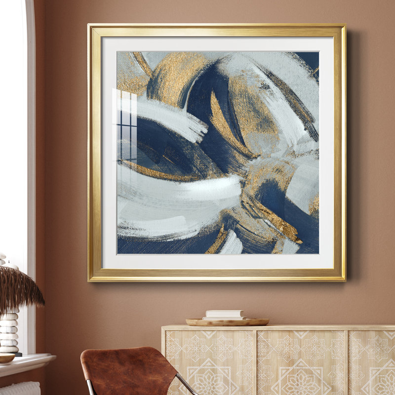 Rustique et doux-amer I - peinture encadrée, H 34,5 po x l 34,5 po x P 1,5 po, Papier encadré doré